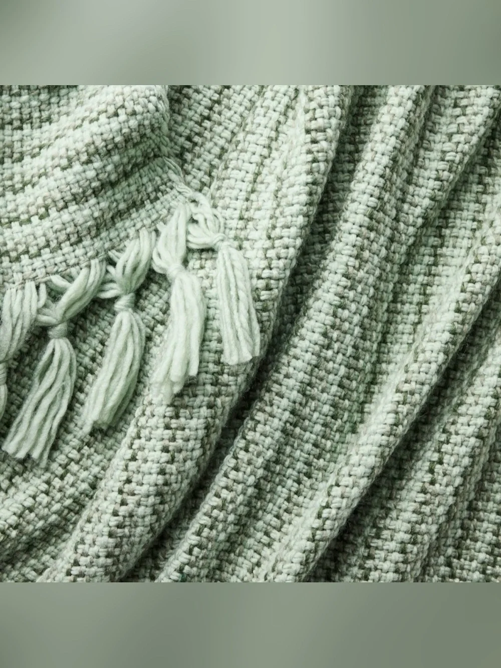 Studio McGee Mint Sage Knit Throw with Fringe
